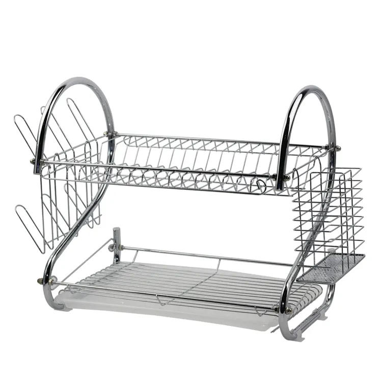 BX Group 2 tier kitchen dish steel rack dish draining tray chopstick holder