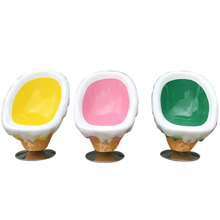 Custom Garden Decoration Colorful Fiberglass Ice Cream Chairs