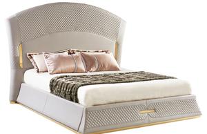 <span class=keywords><strong>Letto</strong></span> King Size Post-Moderno in Vera Pelle e Acciaio Inossidabile <span class=keywords><strong>con</strong></span> Grande Testiera di Lusso, Design Italiano di <span class=keywords><strong>Alta</strong></span> Qualità per Camera da <span class=keywords><strong>Letto</strong></span> - Product Image 5