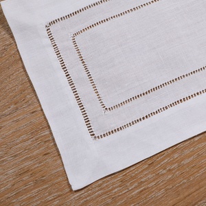 N003 ricamabile stampabile matrimonio festa di natale decorazione da tavolo bianco cotone ramiè 6 "x 9" scaletta Hemstitch tovagliette - Product Image 6