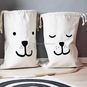 Hot sale recycled washable high quality cotton laundry drawstring bag with custom logo