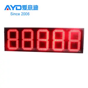 Posto de gasolina LED Sinal de exibição de preço 12 polegadas LED vermelho 5 dígitos Exposição do sinal do preço do posto de combustível
