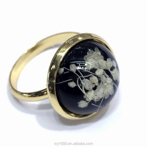 Hot Popular Amber Hoa Khô Finger Nhẫn Sinh Thái Thiết Kế Cooper Ring, Nhựa Thủ Công Mỹ Nghệ Đồ Trang Sức Tùy Chỉnh - Product Image 3