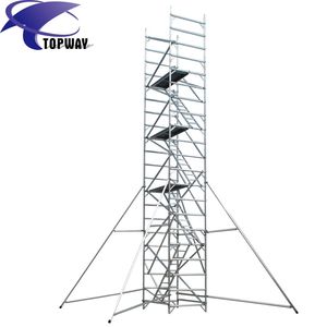 แบบพกพามือถือในร่ม <span class=keywords><strong>H</strong></span> กรอบอลูมิเนียมนั่งร้านทาวเวอร์ที่มีล้อล้อ - Product Image 2