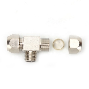Joint <span class=keywords><strong>union</strong></span>-té de manchon de coupe mâle nickelé en laiton pour tube de cuivre pour les raccords pneumatiques - Product Image 5
