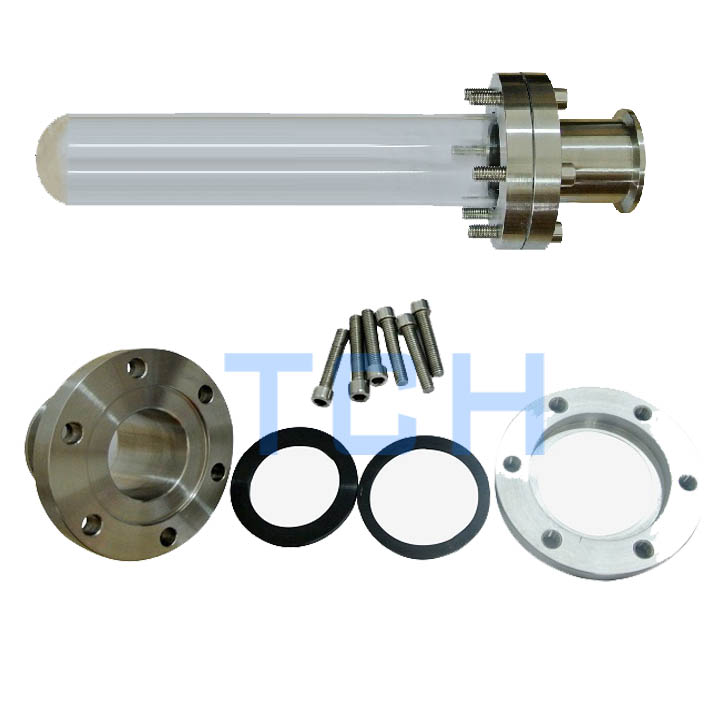 Односторонняя Закрытая кварцевая трубка вакуум-закаточная фланец/CF фланец из нержавеющей стали для ультра-привет вакуумный TCH-CFF-50