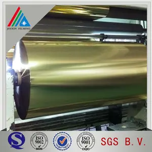 Dilaminasi Warna Emas Aluminium Logam Film PET Kualitas Coated Polyester Film