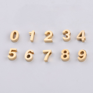 2019 nueva moda altamente pulido 3*8mm Cuentas pequeñas número 0-9 chapado en oro DIY encantos para la fabricación de la joyería - Product Image 4