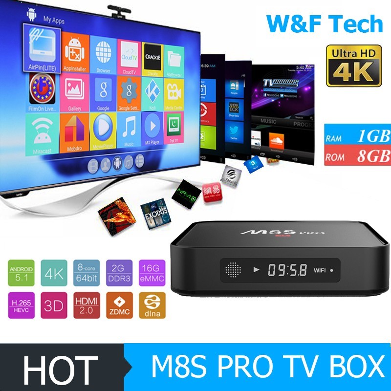 Últimas android tv box m8s pro kodi 16.1 diseño personal media player android