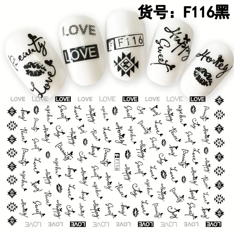 F115-124 de manicura 3D con letras del alfabeto, calcomanías artísticas de mármol para decoración de uñas