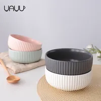Penjualan Langsung dari Pabrik Mangkuk Sereal Matte Bulat Bergaris/Mangkuk Sup Keramik Warna-warni