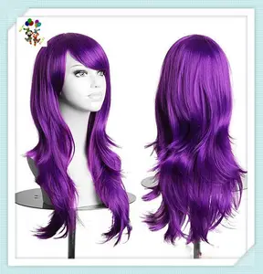 Kostum pakaian pesta gelombang panjang warna wig Cosplay sintetis HPC-0038 pabrik