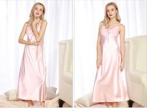 Robe de nuit d'été élégante pour femmes Sexy <span class=keywords><strong>soie</strong></span> Satin bretelles jupe avec <span class=keywords><strong>nuisette</strong></span> sans manches 3 pièces quantité minimale de commande - Product Image 5
