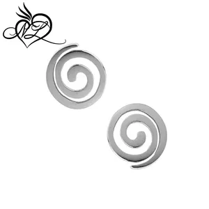 Karma Spiral Earrings for Women, Silver-Tone Stainless Steel Spiral Studs
