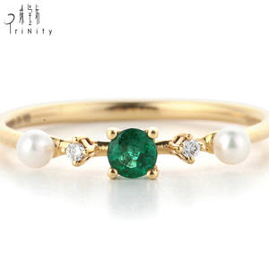 Bague rétro en or 18K avec diamant naturel de haute qualité, Design Simple pour femme - Product Image 5