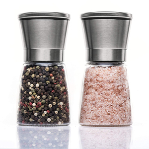 PREMIUM Salz-und Pfeffermühle Set aus Edelstahl mit passendem Ständer-Edelstahl milla mit verstellbarer Keramik