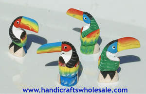 Grande Sculpture Toucan en bois de Balsa, Figurines d'oiseaux tropicaux peintes à la main, décoration de la maison, artisanal d'ecuador - Product Image 2