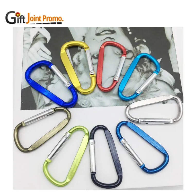 Customized logo D shape aluminium clip carabiner