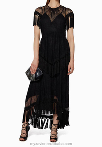 Elegant Piece Cut Tassel <strong>Dress</strong> and Two Tiered Hem <strong>Fringed</strong> Gown for Women - Product Image 3