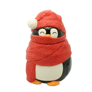 Noël en céramique animal pingouin pot à biscuits de stockage bocal de bonbons