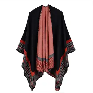 Женская Теплая Вязаная кашемировая шаль из кашмирского кашемира, женская накидка, зимняя шаль из пашмины для женщин