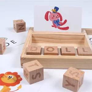 Kayu Kognitif Puzzle Kartu Karton Bayi Pendidikan Belajar Bahasa Inggris Bayi Kayu Bahan Montessori Matematika Mainan