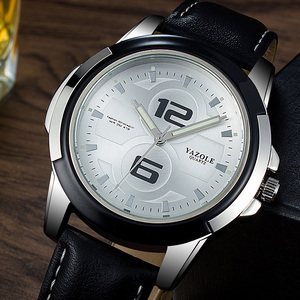 Yazole Z <span class=keywords><strong>418</strong></span>-Reloj de pulsera de cuero para hombre, cronógrafo de cuarzo con etiqueta personalizada, a escala de números, sencillo, con logotipo personalizado - Product Image 4