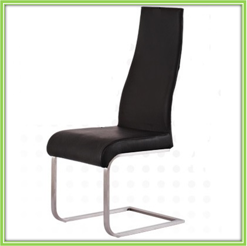 Muebles de la Sala Respaldo Alto Patas de Acero Durable Negro Moderno PVC Cuero Silla de Comedor