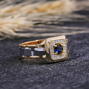 CAOSHI anello da fidanzamento quadrato blu da uomo con zatteri creati gioielli riempiti in oro fedi nuziali da uomo zircone