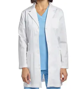 De longitud completa de la manga larga del hospital uniformes doctor delantal/bata de laboratorio unisex XXS 4X-large blanco