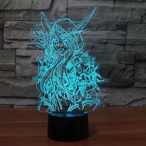 Anime kız 3D LED gece ışığı dokunmatik masa lambası 3D lambası 7 renk değiştirme USB bebek yatak odası uyku atmosfer lambası