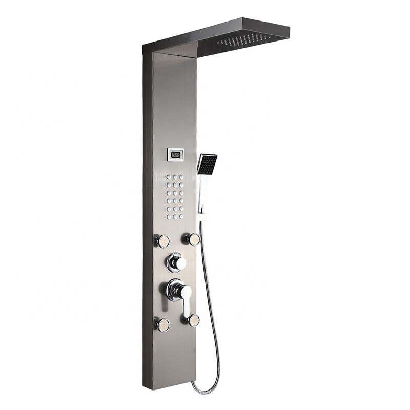 Лидер продаж, Душевая система из нержавеющей стали с датчиком температуры воды, набор для ручного душа, душевая панель