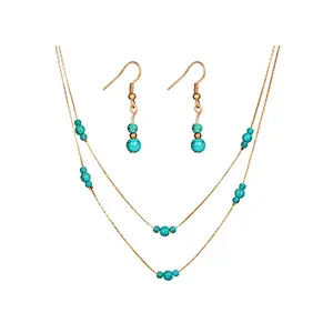Best Sell Bohemia Style Granny Chic Jewelry Sets Turquoise Beads Layer Necklace and Earring Jewelry Set