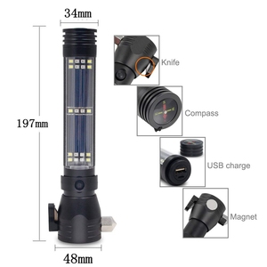 Xe Công Cụ Khẩn Cấp Đèn Pin Sạc Đèn Pin An Toàn Búa Công Cụ Khẩn Cấp <span class=keywords><strong>LED</strong></span> Đèn Pin Thoát Cứu Hộ Năng Lượng Mặt Trời Đèn Pin Cho Đi Bộ Đường Dài - Product Image 3