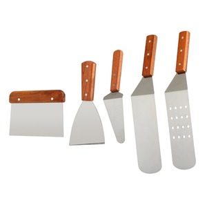Pelle et grattoir en aluminium, 5 pièces, outils et accessoires pour grille plate, pour barbecue, extérieur, plaque électrique Teppanyaki Hibachi - Product Image 2