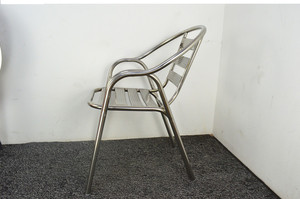 Al aire libre sillón doble tubo aluminio 7-Slat <span class=keywords><strong>apilable</strong></span> jardín brillo de metal Bistro silla - Product Image 5