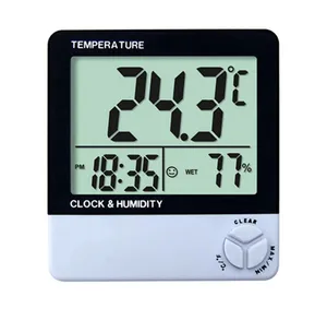 挂钟带温度计，时钟数字湿度计壁温湿度计，墙壁温度计