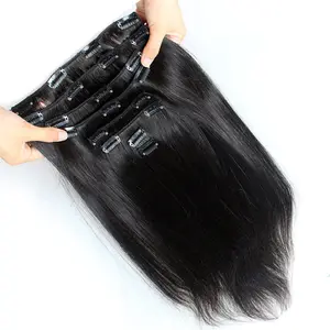 Hot Sale 100% Human clip in hair extensions for black women 7pcs or 8pcs or 10pcs full head
