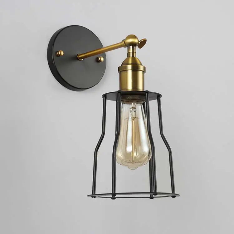 Vintage Loft Iron Cage Wall Lamp Retro Industrial light Edison bulb Antique Style wall Sconce
