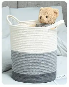 Nordic Wind Cotton Rope Woven Storage Basket Folding Cotton Rope Dirty Clothes Basket Clothing Sundry Laundry Bags & Baskets