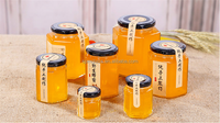 Pot à miel hexagonal en verre SPM 500g, écologique, non toxique, compatible lave-vaisselle, avec couvercle à vis, pour la cuisine et les réceptions