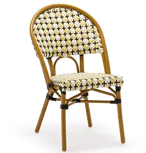 Модный дизайн, алюминиевый стул из ротанга с бамбуковым покрытием для улицы