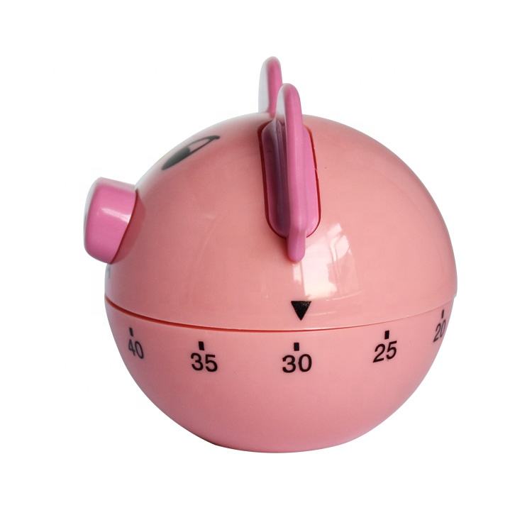 Cartoon Animal Pig Shape Manual Dial Plastic Mechanical Countdown Kitchen Timer