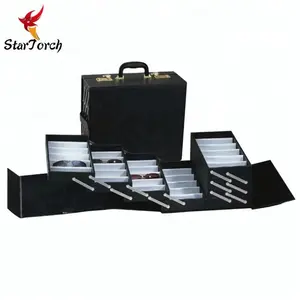 Fácil de transportar de cuero de alta calidad gafas de sol maleta espectáculo caja contraseña especial caja de la exposición
