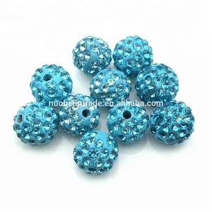 Lake Blue Round Clay Strass Pave Kristall kugel Perlen für die Schmuck herstellung