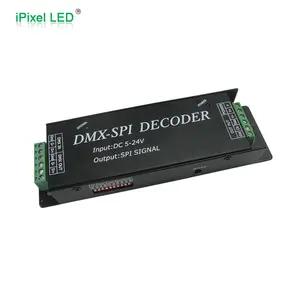 Dc5-24v dmx a spi decoder, led rgb controller driver pixel