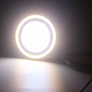 Feux de jour double couleur DC 12V COB <span class=keywords><strong>rond</strong></span> LED blanc jaune lampe de conduite clignotant lampe Auto Led feux de signalisation DRL - Product Image 6