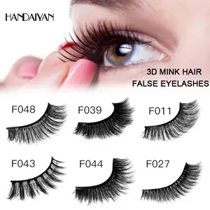 HANDAIYAN 3D Bulu Rambut Bulu Mata Palsu Keriting Lembut 1 Box 2Pcs Mink Bulu Mata Panjang Alami Buatan Tangan Bulu Mata Palsu