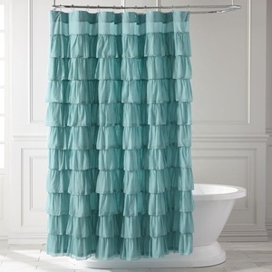 2023 Hot Bestselling Products <strong>Cheap</strong> Bulk Wholesale Fancy Design Turquoise Ruffle <strong>Shower</strong> <strong>Curtain</strong> - Product Image 2