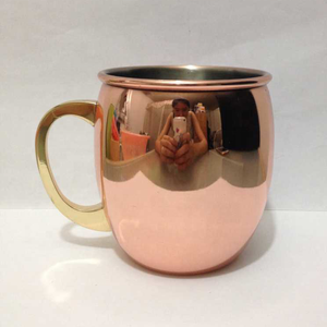 16oz Solid Shiny Moscow Mule Hammered Drum Copper Plated Drinking Coffee <strong>Beer</strong> <strong>Cocktail</strong> <strong>Vodka</strong> Mint Julep <strong>Ginger</strong> Tea Mug Cup - Product Image 4